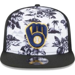 Men's Milwaukee Brewers New Era White/Black Vacay 2.0 A-Frame Trucker 9FIFTY Snapback Hat -BigLeagueCaps Store black milwaukee brewers vacay 20 a frame trucker 9fifty snapback hat ss5 p 200013032pv 2u e0ms5ndhnxovkaru0whzv qlshbjjgdfwqertlmbqe