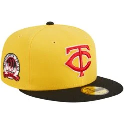 Men's Minnesota Twins New Era Yellow/Black Grilled 59FIFTY Fitted Hat