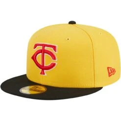 Men's Minnesota Twins New Era Yellow/Black Grilled 59FIFTY Fitted Hat -BigLeagueCaps Store black minnesota twins grilled 59fifty fitted hat ss5 p 200006675pv 3u qsj5barwctchxdbbj6fzv xu3ipjqphpyaj8qhtejo