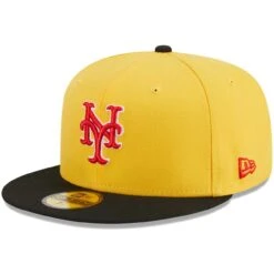 Men's New York Mets New Era Yellow/Black Grilled 59FIFTY Fitted Hat -BigLeagueCaps Store black new york mets grilled 59fifty fitted hat ss5 p 200006676pv 3u ox7slmcl8agyjgt5m905v y7lk7rudlzi7jbrnb6zr