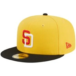 Men's San Diego Padres New Era Yellow/Black Grilled 59FIFTY Fitted Hat -BigLeagueCaps Store black san diego padres grilled 59fifty fitted hat ss5 p 200006681pv 3u jog9qazxnrieeackttcsv quf3oyaj83qdecboadpb