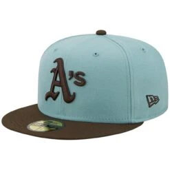 Men's Oakland Athletics New Era Light Blue/Brown 1973 World Series Beach Kiss 59FIFTY Fitted Hat -BigLeagueCaps Store brown oakland athletics 1973 world series beach kiss 59fifty fitted hat ss5 p 4997302pv 3u aib4ygzgbnnnunzmbeocv 0gvpsnhv2yty6lmdcjqx
