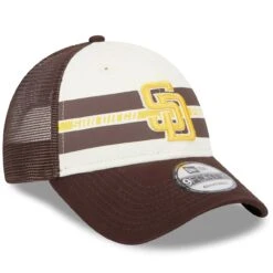 Men's San Diego Padres New Era White/Brown Team Stripe Trucker 9FORTY Snapback Hat -BigLeagueCaps Store brown san diego padres team stripe trucker 9forty snapback hat ss5 p 5002648pv 3u phqsvdawaijjf2ipkracv yqbx4seaq6skgg8pigwd