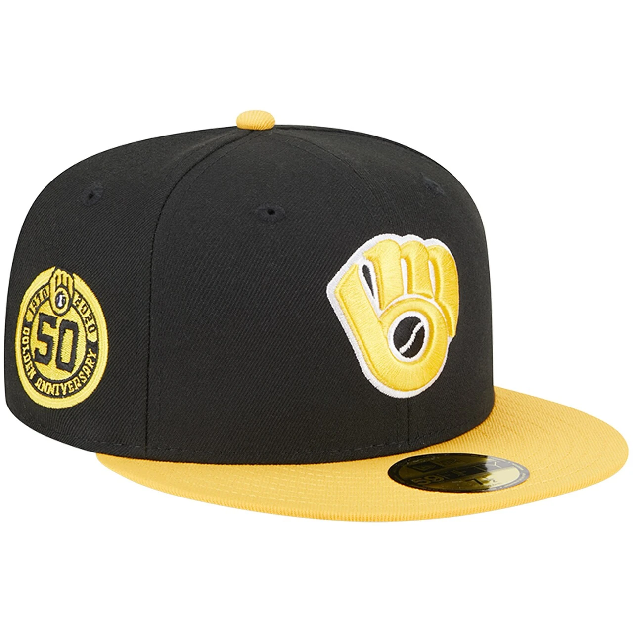 Men's Milwaukee Brewers New Era Black/Gold 59FIFTY Fitted Hat 3 Men's Milwaukee Brewers New Era Black/Gold 59FIFTY Fitted Hat