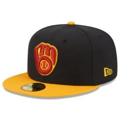 Men's Milwaukee Brewers New Era Navy/Gold Primary Logo 59FIFTY Fitted Hat -BigLeagueCaps Store gold milwaukee brewers primary logo 59fifty fitted hat ss5 p 4937482pv 3u 12pwj0rsd9dxktxt4kjjv h0xxg3huigzmbjxecita