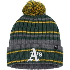 Men's Oakland Athletics '47 Gray/Green Rexford Cuffed Knit Hat With Pom