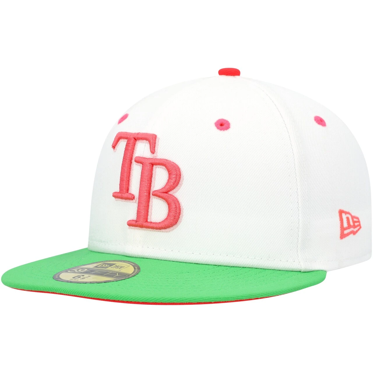 Men's Tampa Bay Rays New Era White/Green 20th Anniversary Watermelon Lolli 59FIFTY Fitted Hat 5 Men's Tampa Bay Rays New Era White/Green 20th Anniversary Watermelon Lolli 59FIFTY Fitted Hat - Image 3