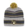 Men's Milwaukee Brewers '47 Gray Rexford Cuffed Knit Hat With Pom -BigLeagueCaps Store mens 47 gray milwaukee brewers rexford cuffed knit hat with pom pi4617000 altimages ff 4617925 73336bba678925338f92alt1 full
