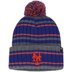 Men's New York Mets '47 Gray Rexford Cuffed Knit Hat With Pom