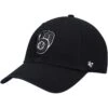 Men's Milwaukee Brewers '47 Black On Black Logo Clean Up Adjustable Hat -BigLeagueCaps Store mens 47 milwaukee brewers black on black logo clean up adjustable hat pi4701000 altimages ff 4701682 c2dc870441781928ea3dalt1 full