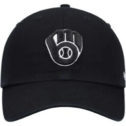 Men's Milwaukee Brewers '47 Black On Black Logo Clean Up Adjustable Hat -BigLeagueCaps Store mens 47 milwaukee brewers black on black logo clean up adjustable hat pi4701000 altimages ff 4701682 c2dc870441781928ea3dalt2 full