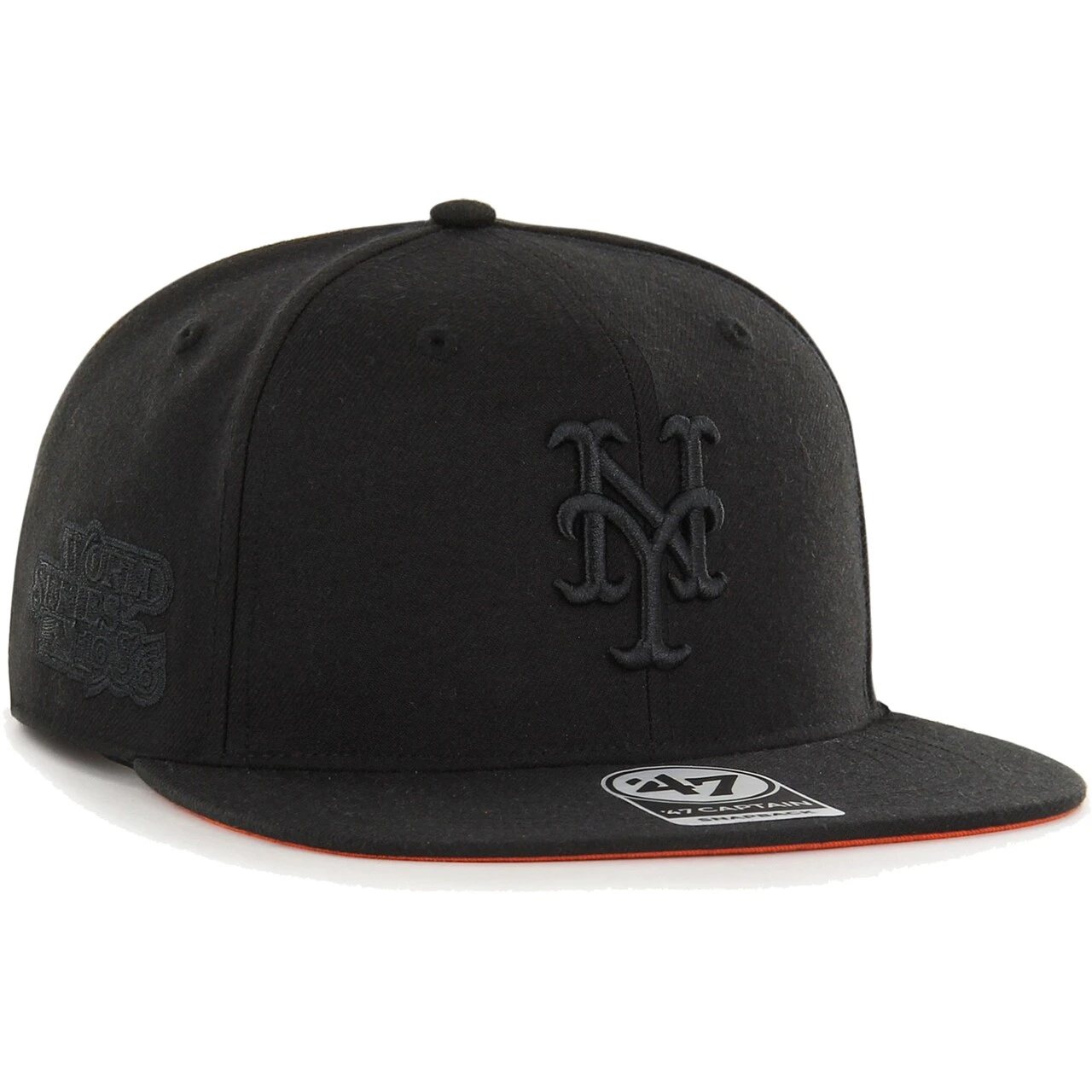 Men's New York Mets '47 Black On Black Sure Shot Captain Snapback Hat 3 Men's New York Mets '47 Black On Black Sure Shot Captain Snapback Hat