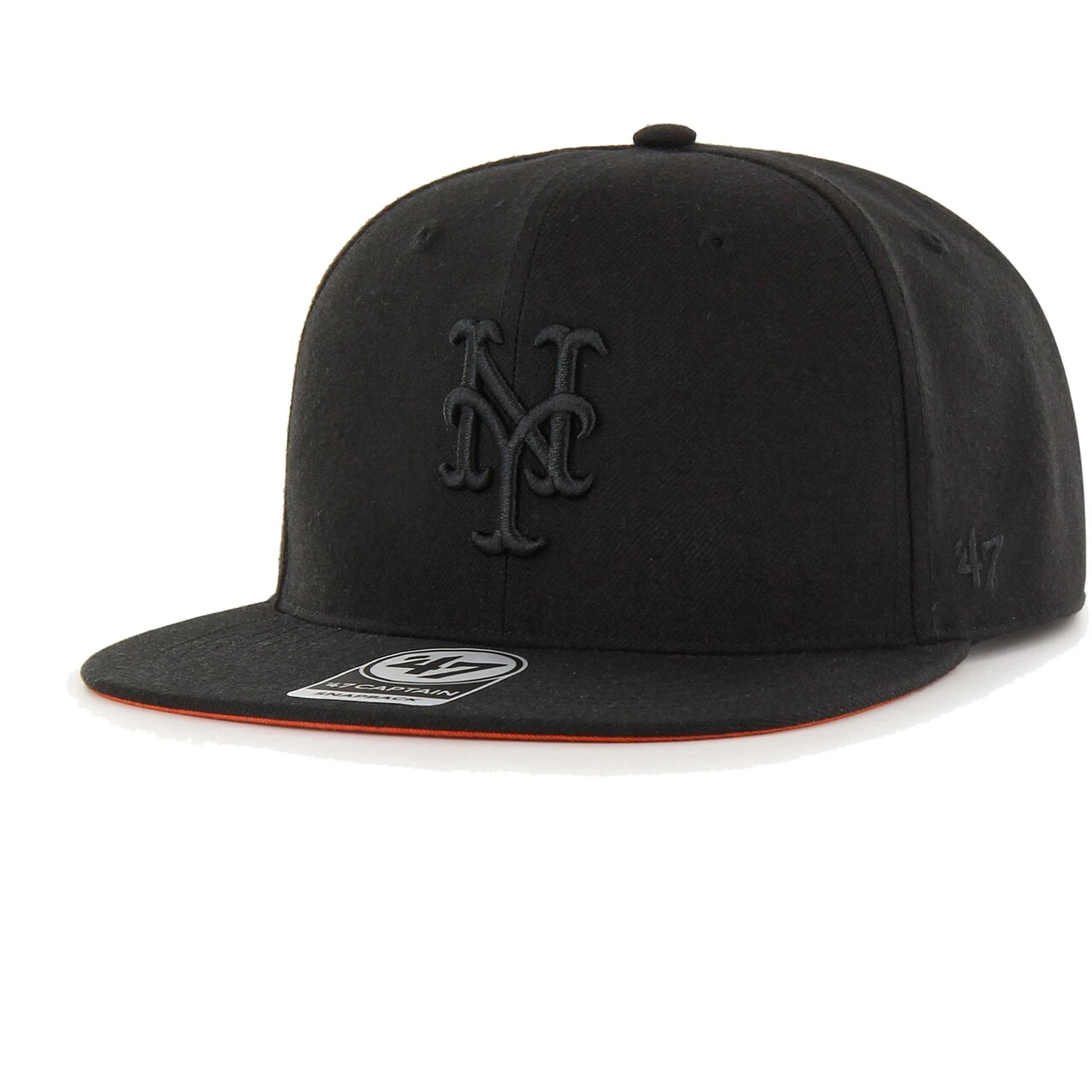 Men's New York Mets '47 Black On Black Sure Shot Captain Snapback Hat 4 Men's New York Mets '47 Black On Black Sure Shot Captain Snapback Hat - Image 2