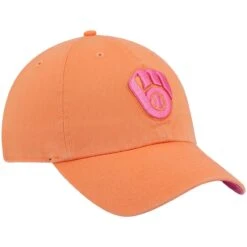 Men's Milwaukee Brewers '47 Orange Mango Magenta Undervisor Clean Up Adjustable Hat -BigLeagueCaps Store mens 47 orange milwaukee brewers mango magenta undervisor clean up adjustable hat pi4522000 altimages ff 4522144 516d9956a5e5bff7475balt3 full