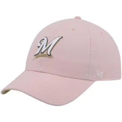 Men's Milwaukee Brewers '47 Pink 2002 MLB All-Star Game Double Under Clean Up Adjustable Hat -BigLeagueCaps Store mens 47 pink milwaukee brewers 2002 mlb all star game double under clean up adjustable hat pi4519000 altimages ff 4519724 1358d659b663a16eeb2balt3 full