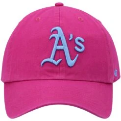 Men's Oakland Athletics '47 Pink Periwinkle Orchid Undervisor Clean Up Adjustable Hat -BigLeagueCaps Store mens 47 pink oakland athletics periwinkle orchid undervisor clean up adjustable hat pi4481000 altimages ff 4481534 5619eb1286f7be3a5fe7alt2 full