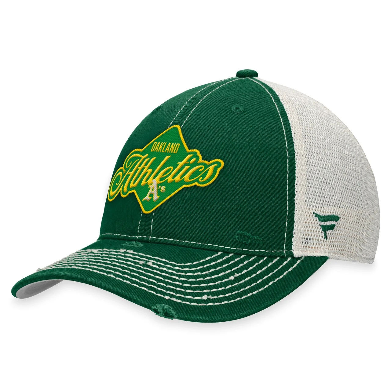 Men's Oakland Athletics Fanatics Branded Green Heritage Trucker Snapback Hat