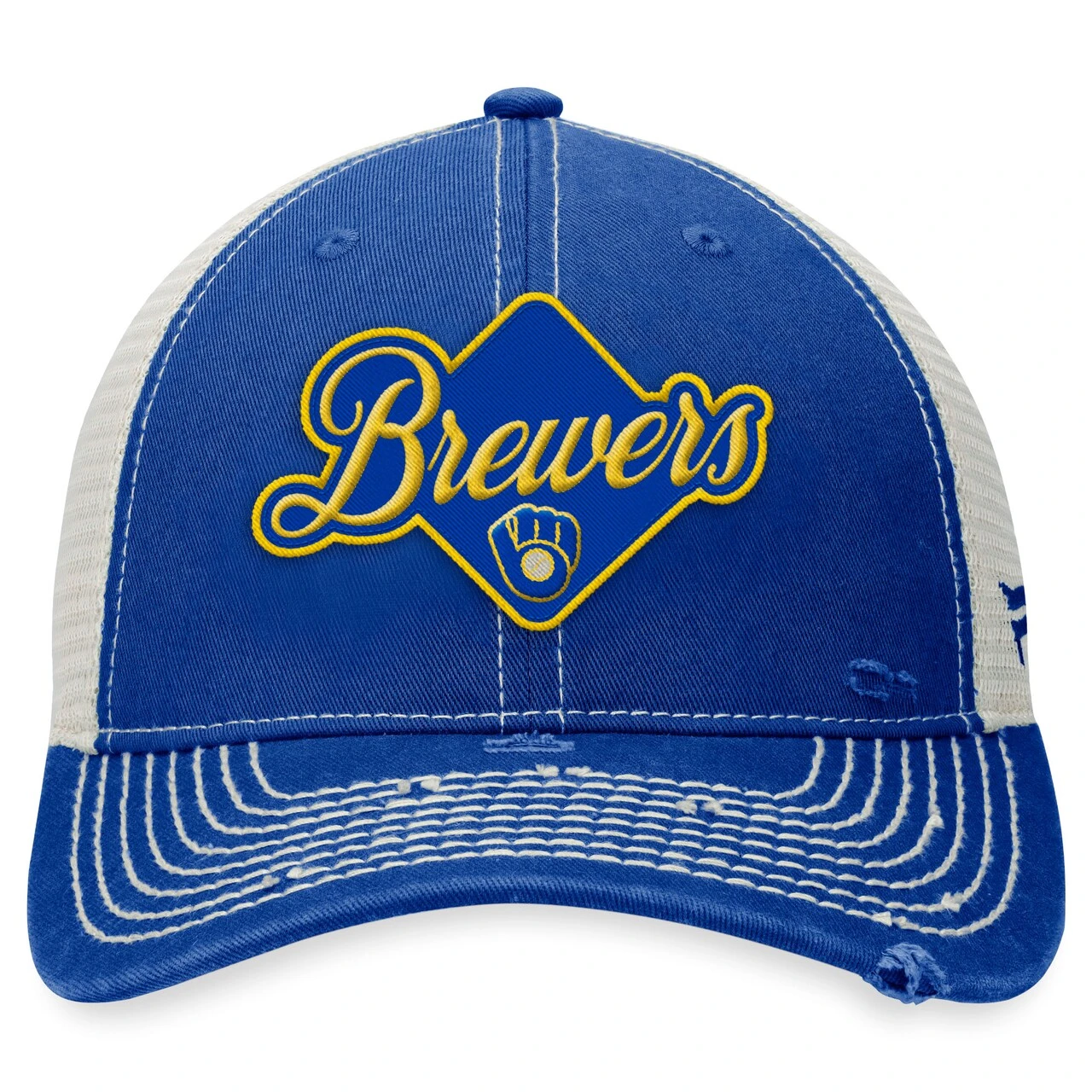 Men's Milwaukee Brewers Fanatics Branded Royal Heritage Trucker Snapback Hat - Image 2
