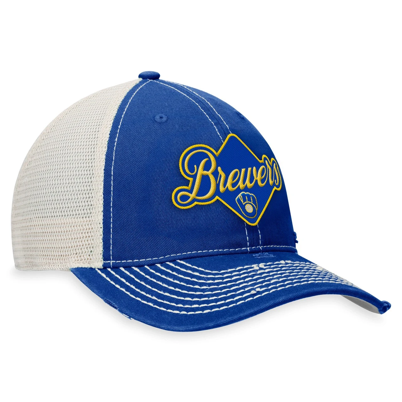 Men's Milwaukee Brewers Fanatics Branded Royal Heritage Trucker Snapback Hat - Image 3