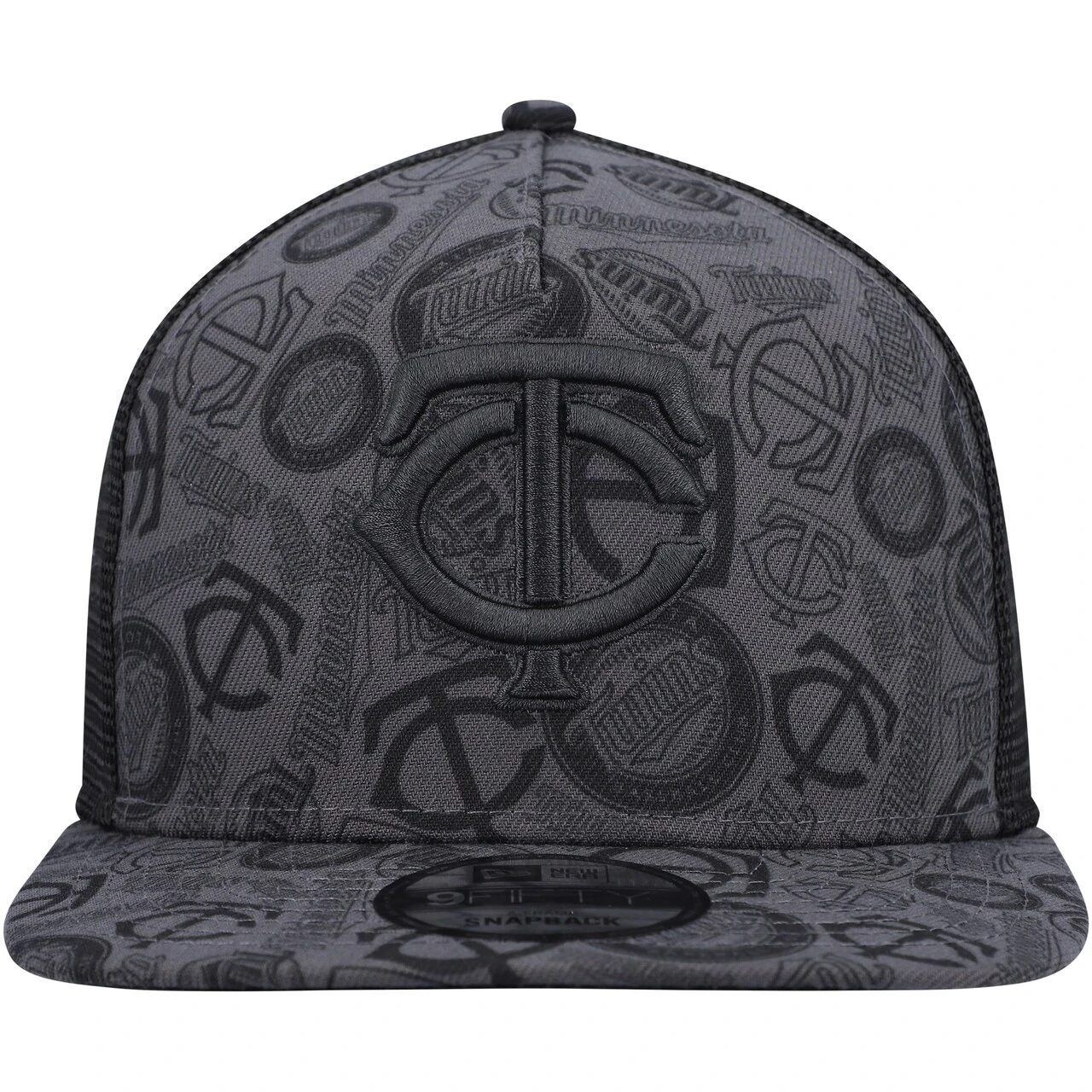 Men's Minnesota Twins New Era Black Repeat A-Frame 9FIFTY Trucker Snapback Hat 4 Men's Minnesota Twins New Era Black Repeat A-Frame 9FIFTY Trucker Snapback Hat - Image 2