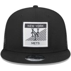 Men's New York Mets New Era Black Scratch Squared Trucker 9FIFTY Snapback Hat -BigLeagueCaps Store mens new era black new york mets scratch squared trucker 9fifty snapback hat ss5 p 200013005pv 2u 883xvp2n55ryx3e7v5oev u9np4die7nvrfl0uy4gw