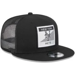Men's New York Mets New Era Black Scratch Squared Trucker 9FIFTY Snapback Hat -BigLeagueCaps Store mens new era black new york mets scratch squared trucker 9fifty snapback hat ss5 p 200013005pv 3u 883xvp2n55ryx3e7v5oev tdirn1dfuguuxgdz9fas