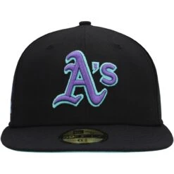 Men's Oakland Athletics New Era Black 40th Anniversary Black Light 59FIFTY Fitted Hat -BigLeagueCaps Store mens new era black oakland athletics 40th anniversary black light 59fifty fitted hat ss5 p 4788548pv 2u rh14zijfkyq4e31zby5tv ck6qmptxbu462r9bkfmk