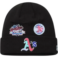Men's Oakland Athletics New Era Black Polar Lights Cuffed Knit Hat