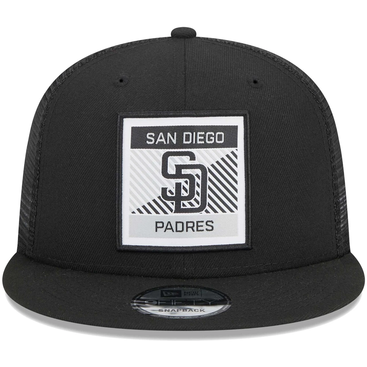Men's San Diego Padres New Era Black Scratch Squared Trucker 9FIFTY Snapback Hat 4 Men's San Diego Padres New Era Black Scratch Squared Trucker 9FIFTY Snapback Hat - Image 2