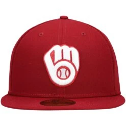 Men's Milwaukee Brewers New Era Cardinal White Logo 59FIFTY Fitted Hat -BigLeagueCaps Store mens new era cardinal milwaukee brewers white logo 59fifty fitted hat pi4208000 altimages ff 4208706 c0e858fae5650e97c6e3alt2 full