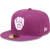 Men's Milwaukee Brewers New Era Grape Logo 59FIFTY Fitted Hat -BigLeagueCaps Store mens new era grape milwaukee brewers logo 59fifty fitted hat pi4689000 altimages ff 4689946 86dfdd6fe217cec11ab7alt1 full