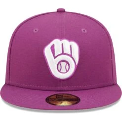 Men's Milwaukee Brewers New Era Grape Logo 59FIFTY Fitted Hat -BigLeagueCaps Store mens new era grape milwaukee brewers logo 59fifty fitted hat pi4689000 altimages ff 4689946 86dfdd6fe217cec11ab7alt2 full