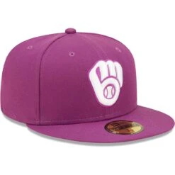 Men's Milwaukee Brewers New Era Grape Logo 59FIFTY Fitted Hat -BigLeagueCaps Store mens new era grape milwaukee brewers logo 59fifty fitted hat pi4689000 altimages ff 4689946 86dfdd6fe217cec11ab7alt3 full