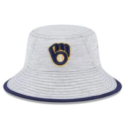 Men's Milwaukee Brewers New Era Gray Game Bucket Hat