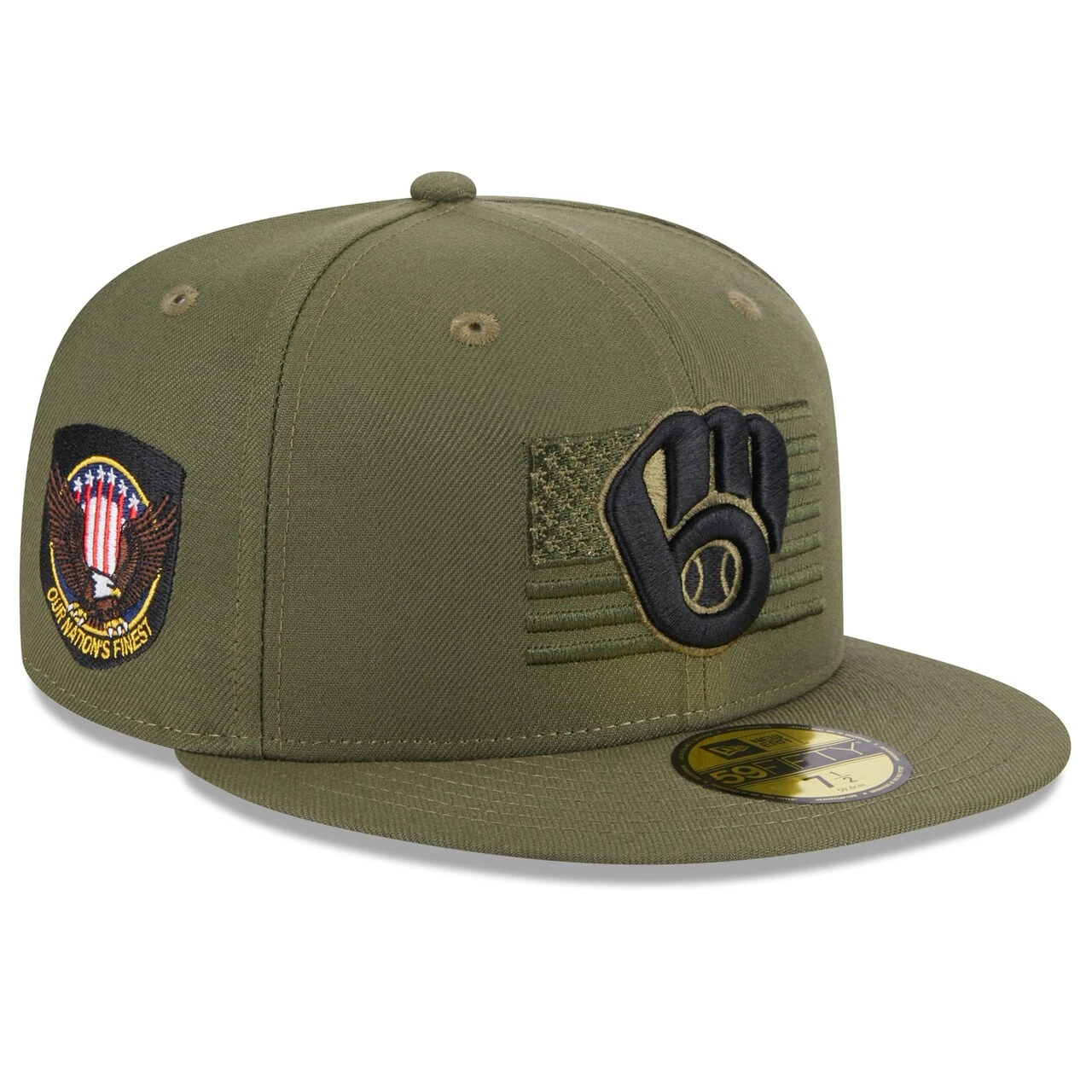 Men's Milwaukee Brewers New Era Green 2023 Armed Forces Day On-Field 59FIFTY Fitted Hat 3 Men's Milwaukee Brewers New Era Green 2023 Armed Forces Day On-Field 59FIFTY Fitted Hat