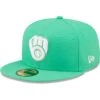 Men's Milwaukee Brewers New Era Green Logo 59FIFTY Fitted Hat -BigLeagueCaps Store mens new era green milwaukee brewers logo 59fifty fitted hat pi4690000 altimages ff 4690361 b218af13e7d0fe21fba3alt1 full
