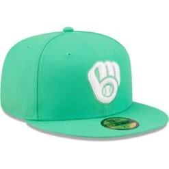 Men's Milwaukee Brewers New Era Green Logo 59FIFTY Fitted Hat -BigLeagueCaps Store mens new era green milwaukee brewers logo 59fifty fitted hat pi4690000 altimages ff 4690361 b218af13e7d0fe21fba3alt3 full