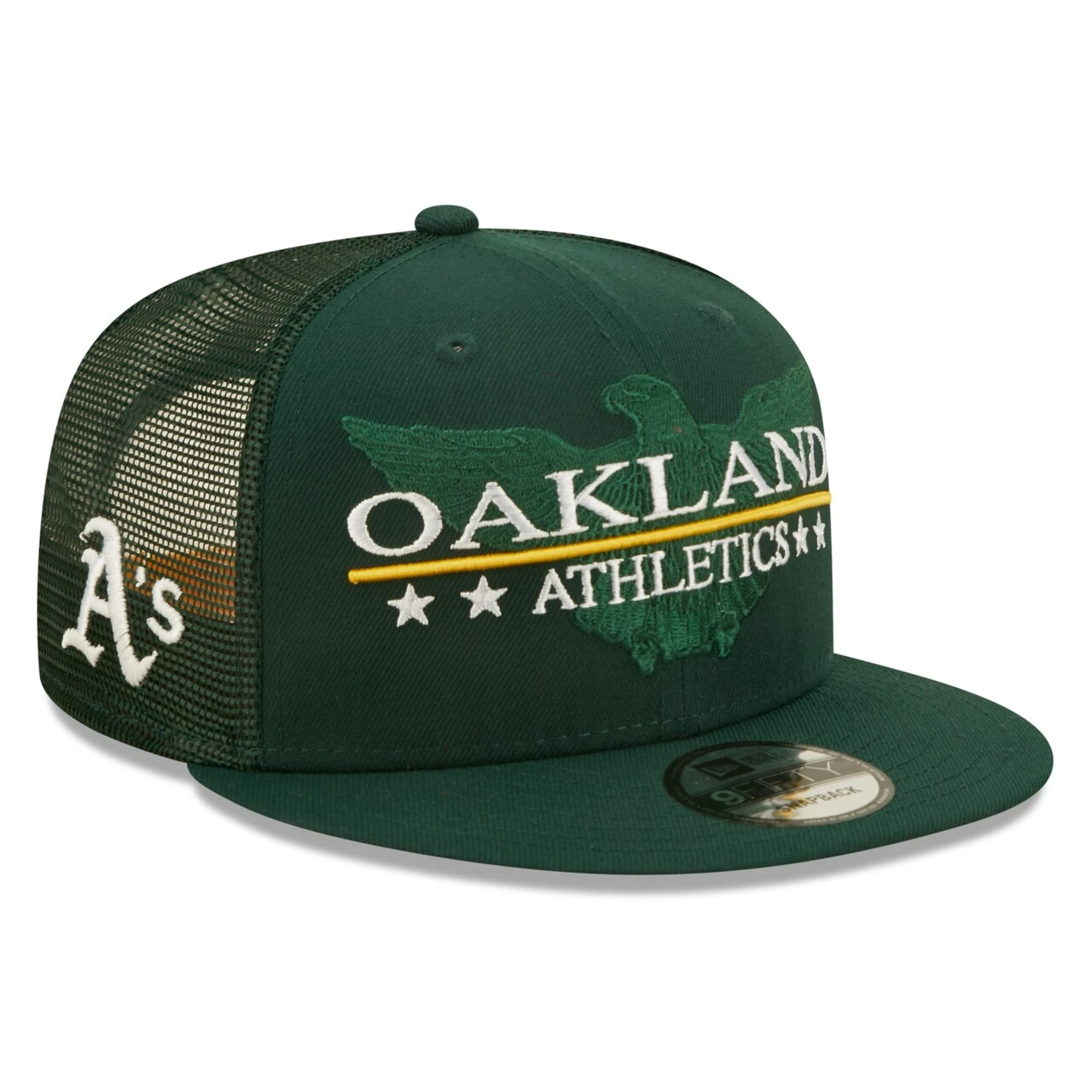 Men's Oakland Athletics New Era Green Patriot Trucker 9FIFTY Snapback Hat 3 Men's Oakland Athletics New Era Green Patriot Trucker 9FIFTY Snapback Hat