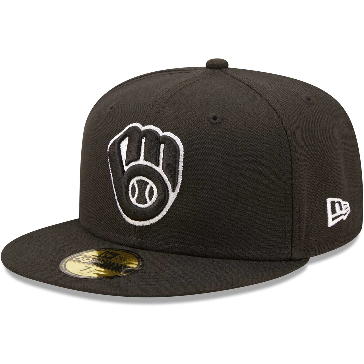Men's Milwaukee Brewers New Era Black On Black Dub 59FIFTY Fitted Hat 3 Men's Milwaukee Brewers New Era Black On Black Dub 59FIFTY Fitted Hat