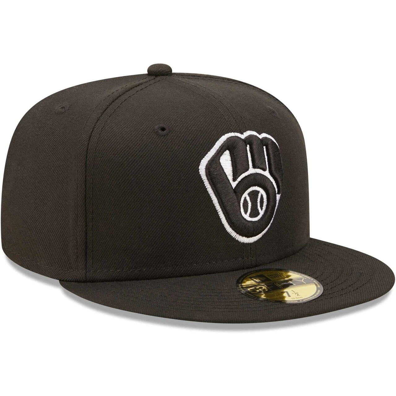 Men's Milwaukee Brewers New Era Black On Black Dub 59FIFTY Fitted Hat 5 Men's Milwaukee Brewers New Era Black On Black Dub 59FIFTY Fitted Hat - Image 3