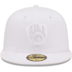 Men's Milwaukee Brewers New Era White On White 59FIFTY Fitted Hat -BigLeagueCaps Store mens new era milwaukee brewers white on white 59fifty fitted hat pi4731000 altimages ff 4731064 be0af27c0ff47d8cba9balt2 full