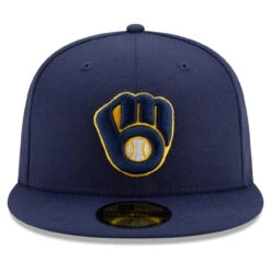 Men's Milwaukee Brewers New Era Navy Home Authentic Collection On-Field 59FIFTY Fitted Hat -BigLeagueCaps Store mens new era navy milwaukee brewers home authentic collection on field 59fifty fitted hat pi3750000 altimages ff 3750175 3f9da3609d41181227edalt2 full