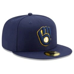 Men's Milwaukee Brewers New Era Navy Home Authentic Collection On-Field 59FIFTY Fitted Hat -BigLeagueCaps Store mens new era navy milwaukee brewers home authentic collection on field 59fifty fitted hat pi3750000 altimages ff 3750175 3f9da3609d41181227edalt3 full