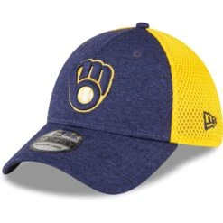 Men's Milwaukee Brewers New Era Navy Shadow Neo 39THIRTY Flex Hat