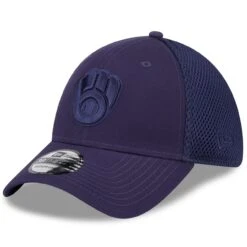 Men's Milwaukee Brewers New Era Navy Tonal Team Neo 39THIRTY Flex Hat