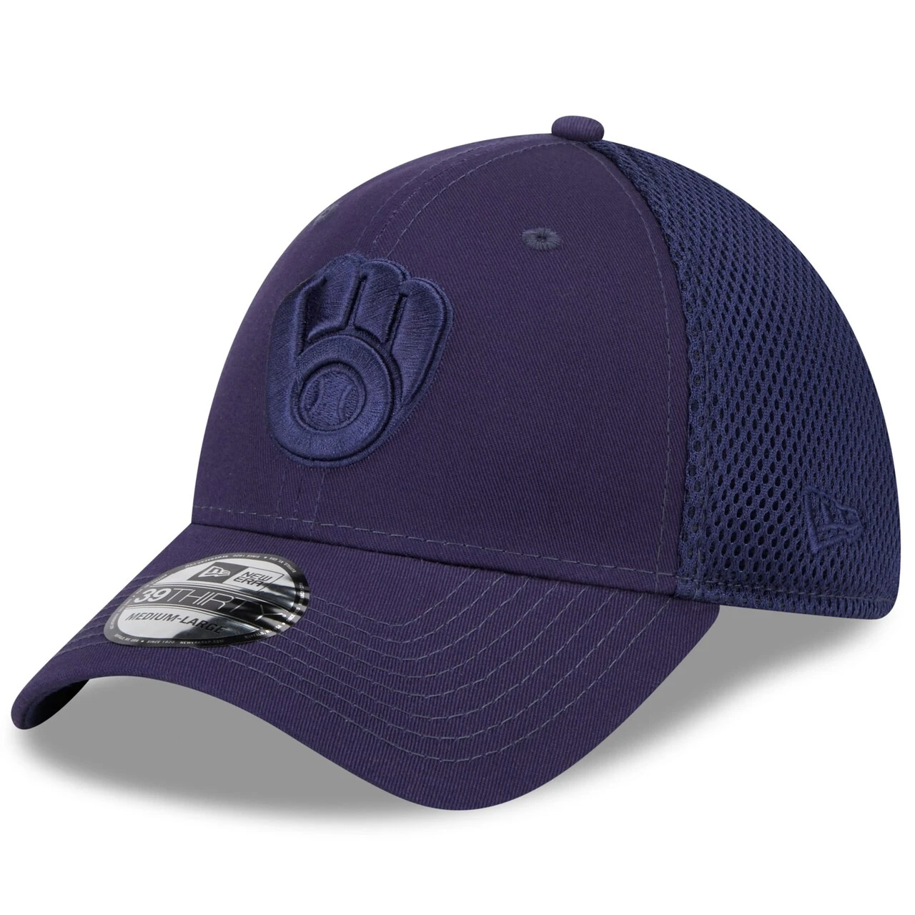 Men's Milwaukee Brewers New Era Navy Tonal Team Neo 39THIRTY Flex Hat 3 Men's Milwaukee Brewers New Era Navy Tonal Team Neo 39THIRTY Flex Hat