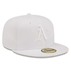 Men's Oakland Athletics New Era White On White 59FIFTY Fitted Hat -BigLeagueCaps Store mens new era oakland athletics white on white 59fifty fitted hat pi4731000 altimages ff 4731067 6025decc74fa74b9b778alt3 full