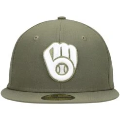 Men's Milwaukee Brewers New Era Olive White Logo 59FIFTY Fitted Hat -BigLeagueCaps Store mens new era olive milwaukee brewers white logo 59fifty fitted hat pi4208000 altimages ff 4208704 495842fcced4a2bc0f6ealt2 full