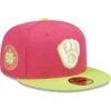 Men's Milwaukee Brewers New Era Pink 50th Anniversary Beetroot Cyber 59FIFTY Fitted Hat -BigLeagueCaps Store mens new era pink milwaukee brewers 50th anniversary beetroot cyber 59fifty fitted hat pi4692000 altimages ff 4692840 04cdfe2eda04a5b84340alt1 full