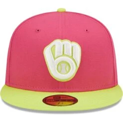 Men's Milwaukee Brewers New Era Pink 50th Anniversary Beetroot Cyber 59FIFTY Fitted Hat -BigLeagueCaps Store mens new era pink milwaukee brewers 50th anniversary beetroot cyber 59fifty fitted hat pi4692000 altimages ff 4692840 04cdfe2eda04a5b84340alt2 full
